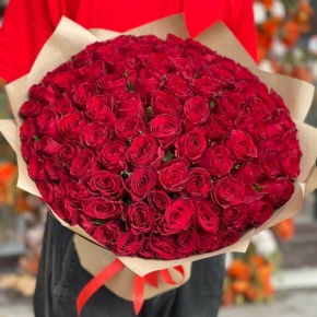 Букет 101 красная роза Кения (50 см) в Дзержинском