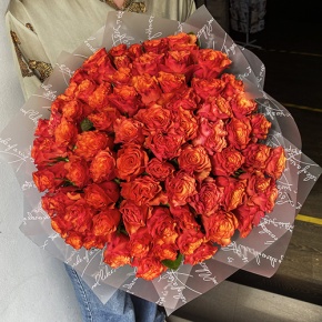 Букет 75 огненных роз (40 см) в Дзержинском