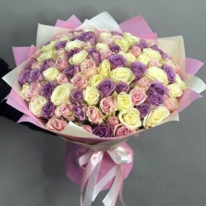 Букет из 101 розы пастельный микс (40 см) в Дзержинском