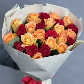 Букет "Прайм" из 25 роз Оранж и Эль Торо (50 см) в Дзержинском