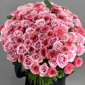 Нежный букет из 101 розы Риджентс парк и Аваланж микс  (70 см) в Дзержинском