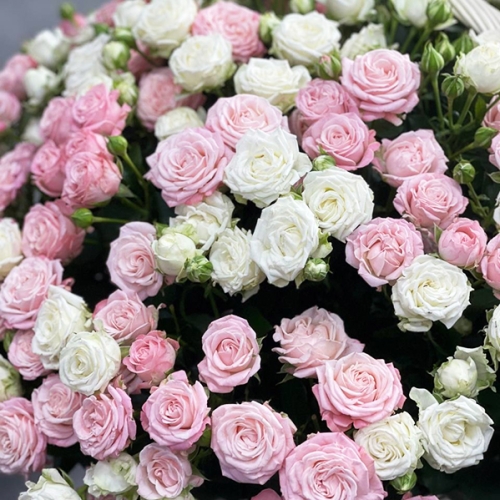 Композиция в корзине из 101 кустовой пионовидной розы в Дзержинском